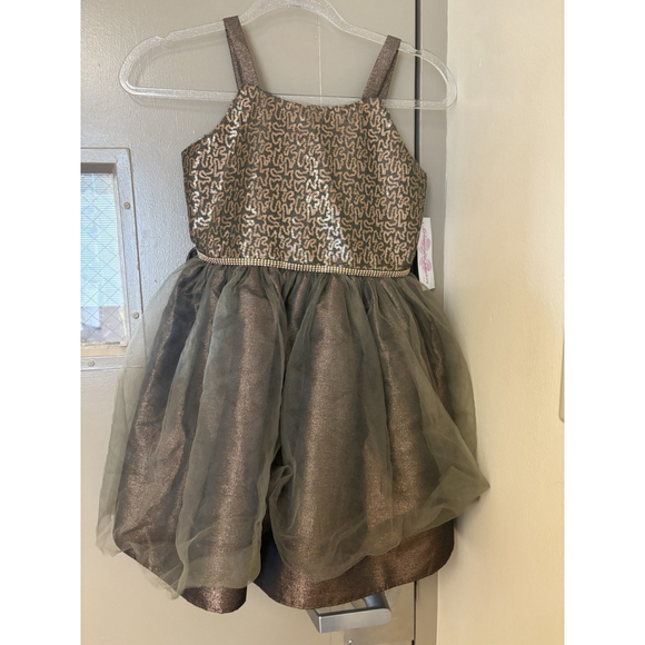 Bonnie Jean Girls Size 10 “Bonze SEQUINS" Short Ballerina Party Dress NWT $79 - Picture 1 of 14